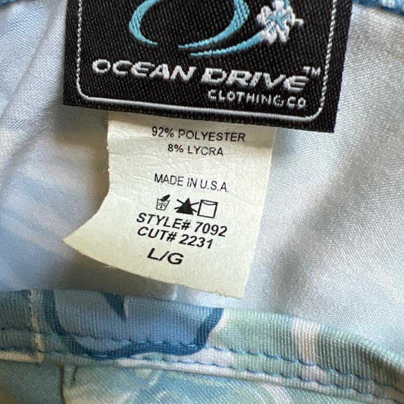 Ocean Drive Halter Top Stretchy Dress Large Blue Hawaiian Print  New - Picture 8 of 9